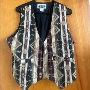 Unique Vintage Geometric Patterned Vest - Black, Brown, Red